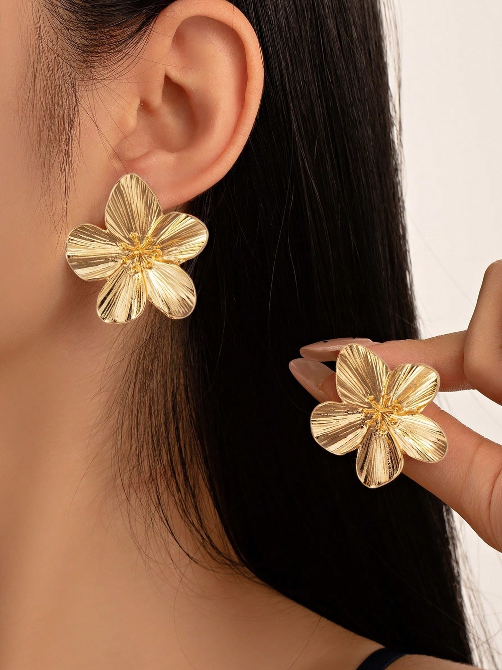 Gold Floral Statement Earrings - Women's Jewelry